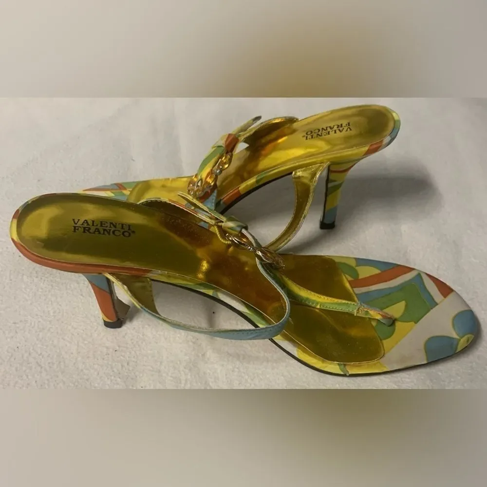 Valenti Franco Womens Nelly Jeweled Open Toe Multicolor Strappy Sandals Sz 8.5 M